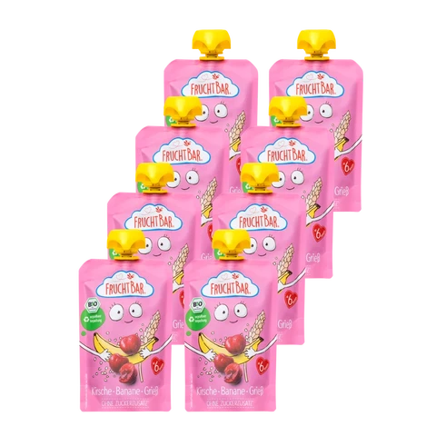 FruchtBar Bio-Fruchtpüree kirsche, banane, grieß 8 x 100 g