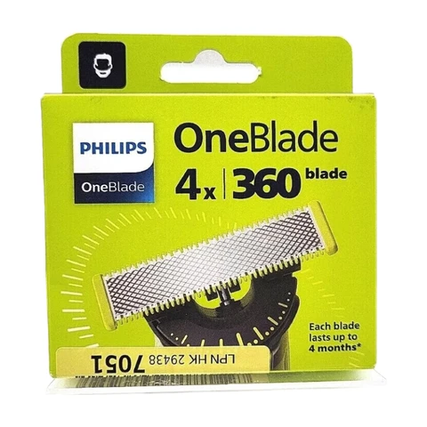 Philips OneBlade Original 360-Klingen, passend für alle OneBlade und OneBlade Pro Modelle, original von Philips, 4er-Pack (Modell QP440/50)