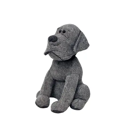 Riva Home Door Stop Dog Herringbone Grey