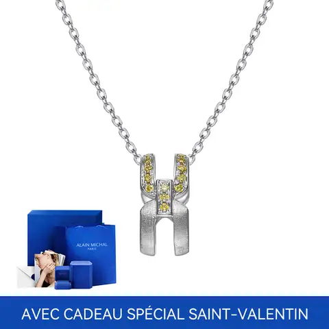 ALAIN MICHAL Intertwine Collier or givré avec diamants en pave Jaune avec cadeau spécial Saint-Valentin
