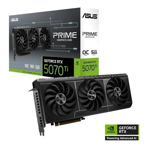 ASUS Prime GeForce RTX 5070 Ti OC 16 G GDDR7 Grafikkarte - PCIe 5.0, 2527MHz Boost-Takt, 1 x HDMI 2.1b, 3 x DP 2.1b, 2.5-Slot, Axial-Tech-Lüfter, Dual-BIOS, SFF-Ready