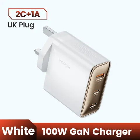 toocki 100W USB C Charger Block, 3-Port GaN Fast Wall Charger with Foldable Plug, PD3.0/QC3.0 Fast Charger for iPhone 17/16/13/14/15 Pro Max/Plus, MacBook Air/Pro, Dell XPS 13, Samsung Galaxy S24/S23 Series