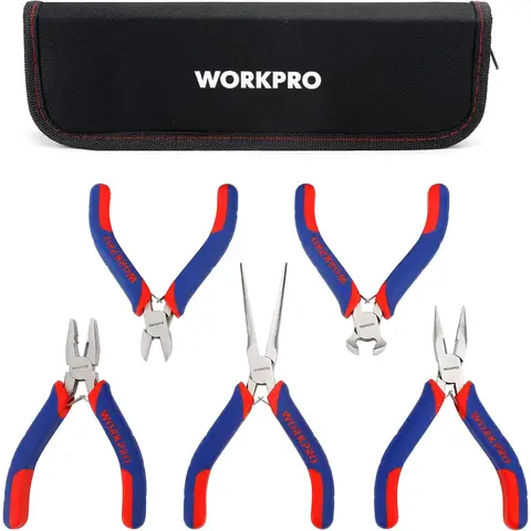 WORKPRO W001305 Mini Precision Pliers Set, Jewellery Pliers, 5 Pieces
