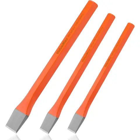 ValueMax 3 Piece Masonry Chisel Set Cr-V Cold Cold Chisel (10mm, 12mm, 16mm), Chisel Hand Chisel Cold Chisel for Stone/Masonry/Cement/Mortar/Construction