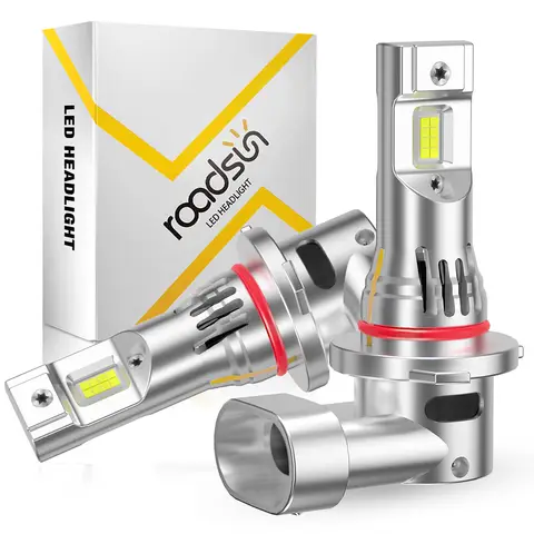Roadsun 9005 LED Bulbs with Turbo Fan 6500K White 500% Brighter Daylight Vision CSP Lighting Chips, 50000h Lifespan HB3 Drving Light, No Flicker, 99% Compatibility 1:1 Design Plug and Play