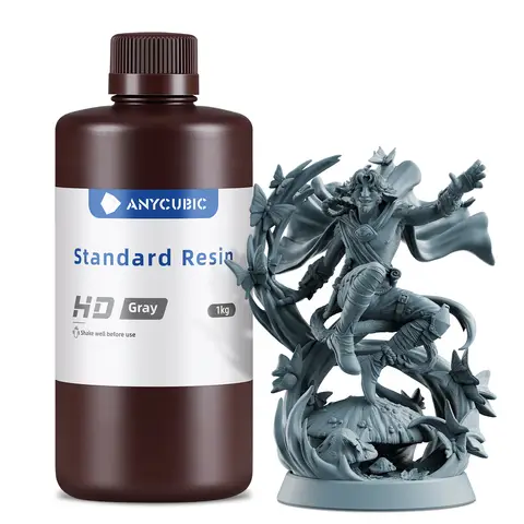 Résine Standard Anycubic 405nm UV à Durcissement Rapide pour Imprimantes 3D LCD/DLP/SLA(HD Gris, 1 kg)