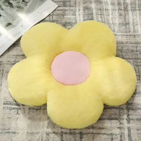 Cute Flower Pillow, Daisy Flower Cushion Soft Plush Seating Cushion Flower Shaped Aesthetic Pillows for Bedroom Sofa Chair Cute Room Decor (45 * 45CM）,yellow