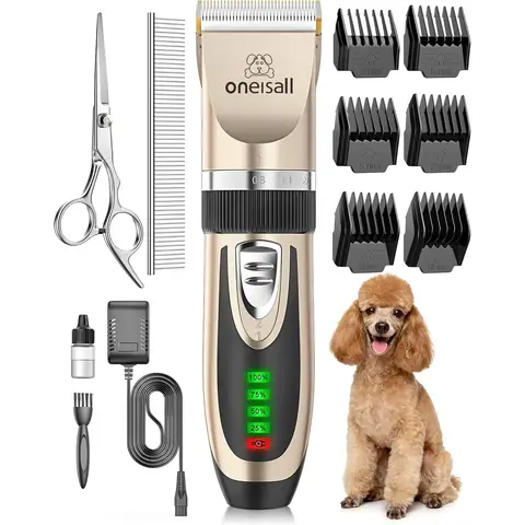 Oneisall Tondeuse professionnelle pour chiens, chats et pattes, tondeuse sans fil multifonction pour chiots, tondeuse pour poils épais et longs, pour le toilettage