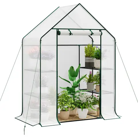 Woltu transparentes Gartengewächshaus, 143 x 73 x 195 cm, mit 6 Ebenen für Pflanzen, Blumen, Tomaten und Gemüse