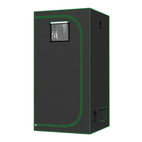 Woltu Growzelt Gewächshaus Indoor, aus Oxford-Gewebe, hochreflektierend, mit Belüftungsöffnungen und Beobachtungsfenstern, für Balkon und Garage, schwarz, 100 x 100 x 200 cm