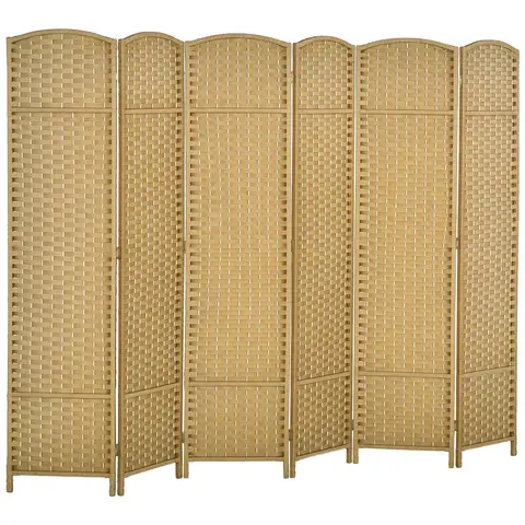 HOMCOM Panel Folding Room Divider, Freestanding Privacy Screen for Living Room, Bedroom and Office Natural Wood