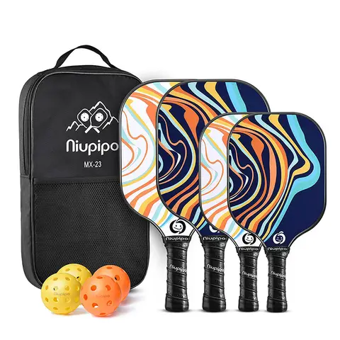 NIUPIPO MX-23 Lot de 4 raquettes de pickleball, 2 adultes et 2 enfants, 4 balles et un sac de transport 