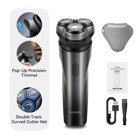 ENCHEN Blackstone Max 100% Waterproof Electric Shaver 3D-Direction Flex Heads With POP-UP Precision Trimmer, 1pc