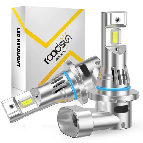 Roadsun HB4 Fog Lights 9006 LED Bulbs with Turbo Fan 500% Brighter Daylight Vision 6500K White CSP Lighting Chips, 50000h Lifespan No Flicker, 99% Compatibility 1:1 Design Plug and Play