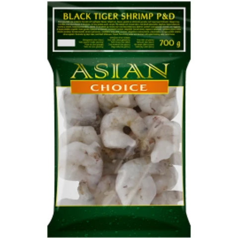 Asian Choice Crevettes Black Tiger 31/40 Décortiquées et Déveinées (P&D) - 1 kg (700 g net) - Crues