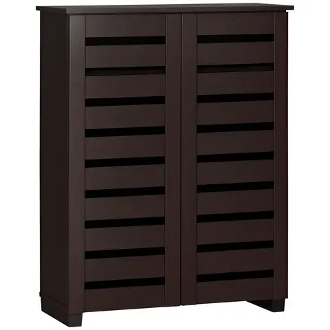 HOMCOM Narrow Shoe Cabinet for Entryway, 5-Tier Slim Shoe Storage Cabinet Dark Brown