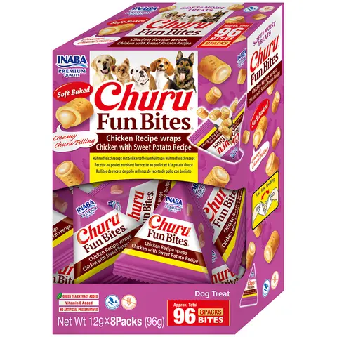 INABA Fun Bites Hundefutter Huhn-Wraps Huhn mit Süßkartoffel
