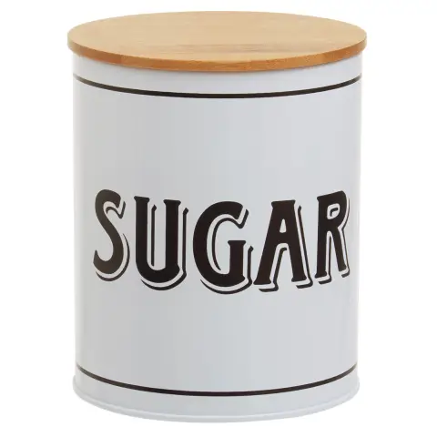 Grocer White Metal Sugar Canister