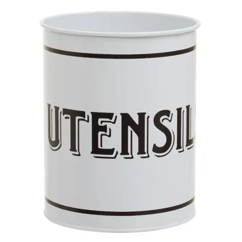 Grocer White Metal Utensil Holder