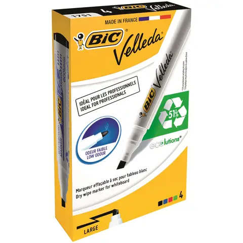 Bic Velleda 1751 Whiteboard Marker Assorted, Pack of 4