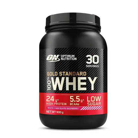 Optimum Nutrition Gold Standard 100 % Whey saveur chocolat blanc & framboises - 900 g / 30 portions