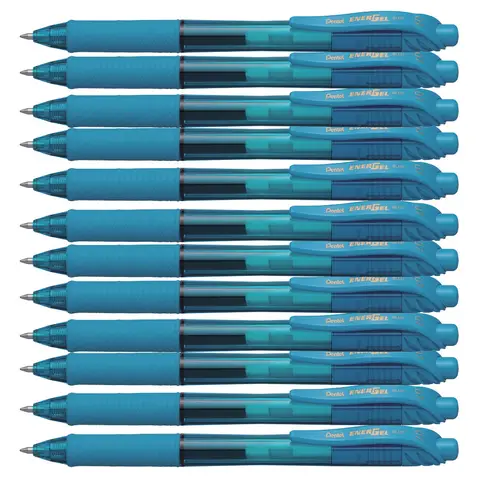 Pentel EnerGel X 0.7 Retractable Gel Pen Sky Blue Pack Of 12