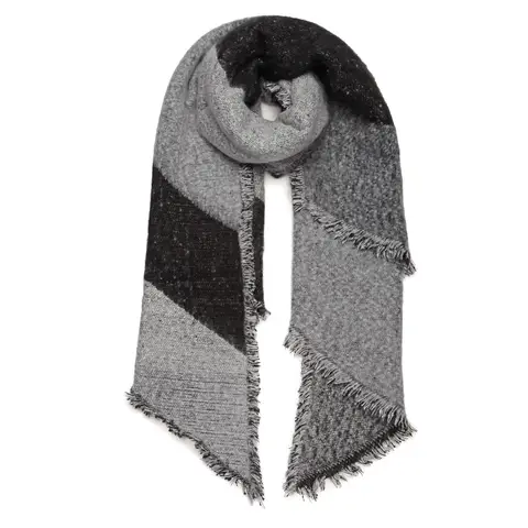 Women Winter Long Soft Warm Check Scarf Large Shawl Wrap Stole Tassel Wool-Like Warmth Black