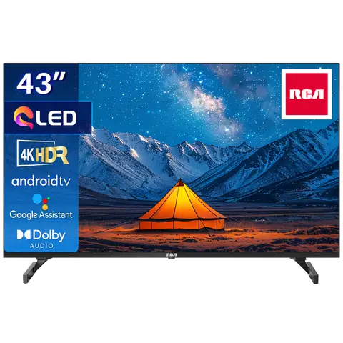 RCA Android Smart TV | QLED 4K UHD | 43 inch/110cm | Frameless Design | Tripple Tuner DVB-T/T2/S/S2/C | HDMI x3, USB x2, CI+ | Voice control & streaming apps | Geassembleerd in Eindhoven | RAQ43UN1