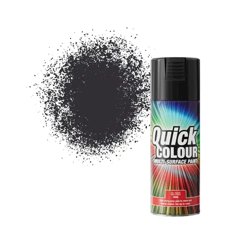 QUICK COLOUR MULTI SURFACE SPRAY PAINT BLACK GLOSS 400ML