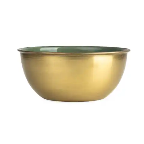 Candlelight Decorative Trinket Bowl Metal & Enamel Gold/Green D:11cm