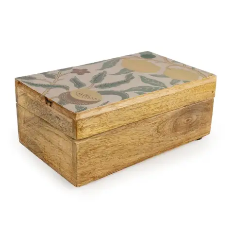 Candlelight Decorative Box Vintage Fruits Mango Wood Rectangle