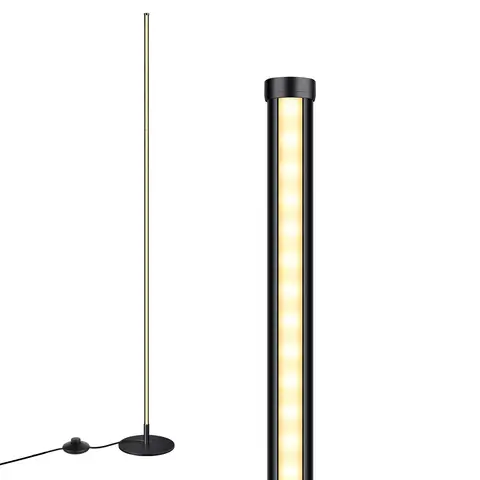 Dewenwils Edishine stehlampe für das wohnzimmer, dimmbare LED-stehlampe, 3000 K warmweißes licht mit memory-funktion, höhe verstellbar, 146 cm, moderne stehlampe für schlafzimmer und büro, silber [energieeffizienzklasse F]