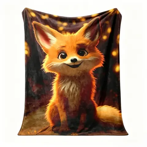 Soft Cute Fox Print Throw Blanket Heritage Jacquard Premium Jacquard Weave Blanket – Exotic Boho Aesthetic 40inch×50inch