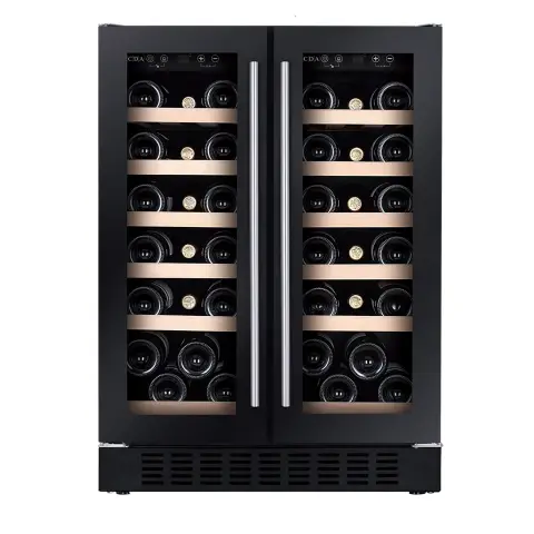 CDA  60cm Freestanding/under counter double door wine cooler, black