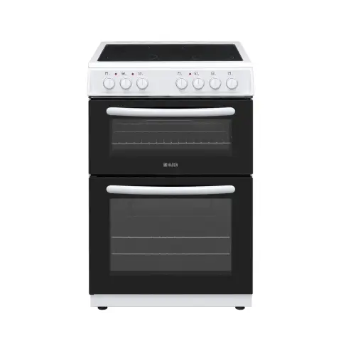 Haden HE65DOMW 60cm Ceramic Electric Cooker With Double Oven, White, A Rated