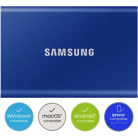 Samsung portable SSD T7 2 TB USB Type-C 3.2 Gen 2 (3.1 Gen 2) blauw