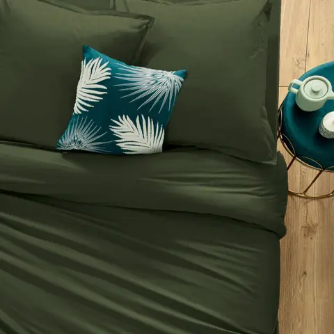 Housse de couette 2 personnes 240 x 220 cm coton kaki