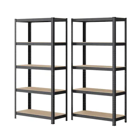 JOYFURNOS  5-Tier Shelving Units Set of 2, Steel Shelving Unit for Storage, for Garage, Shed, Grey
