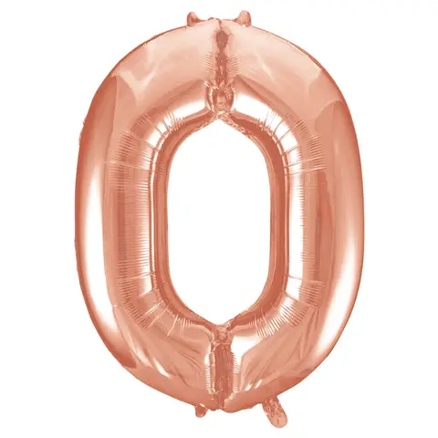 Unique Party Giant Number 0 Balloon, Rose Gold, 86cm