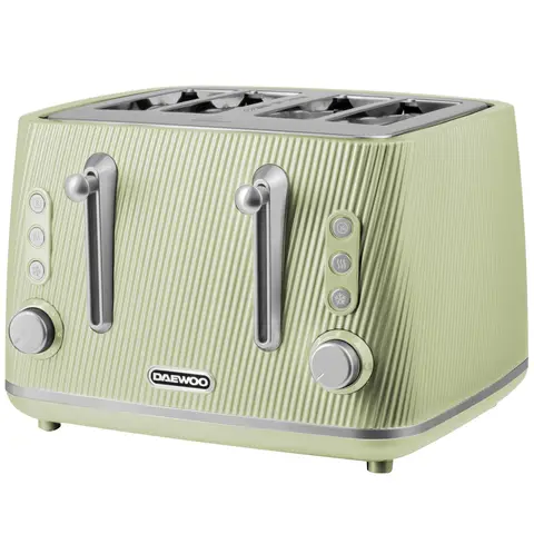 DAEWOO Cascade 4 Slice Toaster, Textured, Wide Slots, Sage Green - SDA2780GE