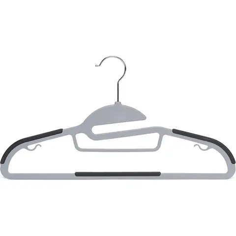 ANQI Srtip Plastic Hangers, Pack of 20, Gray