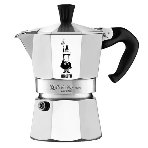 Bialetti Moka Express Espressokocher - Für Gas-/Elektroherd - Für 2 Tassen - Silber
