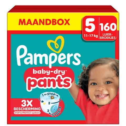 Pampers Baby-Dry Broekjes Maat 5 – 160 Luierbroekjes (Doos)