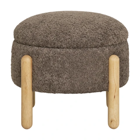 house nordic Pouf avec rangement, marron/naturel, Ø 45 x 36 cm, HN1237