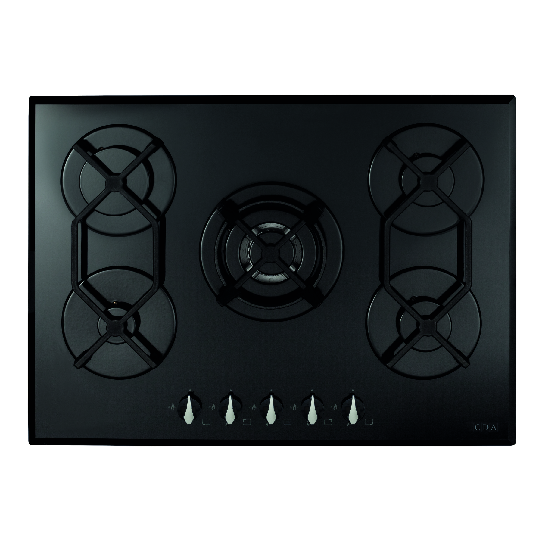 CDA HVG721BL 70cm Five Burner Gas on Glass Hob, Black