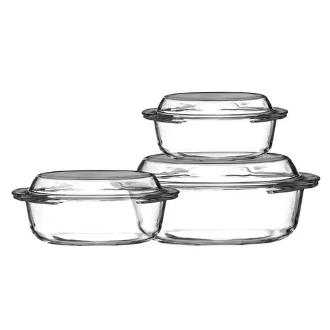 Maison by Premier 3 Tempered Glass Casserole Dishes, Heatproof Casserole Pans, Oven-Safe Bakeware Set, Ideal For Table Serving