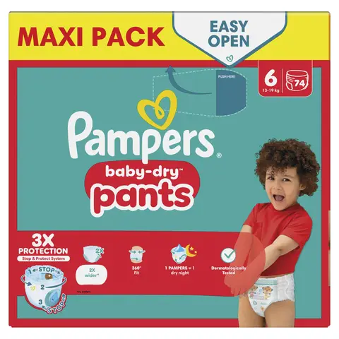 Pampers Culottes de couches MAXI T6 - 74 pièces (BD)