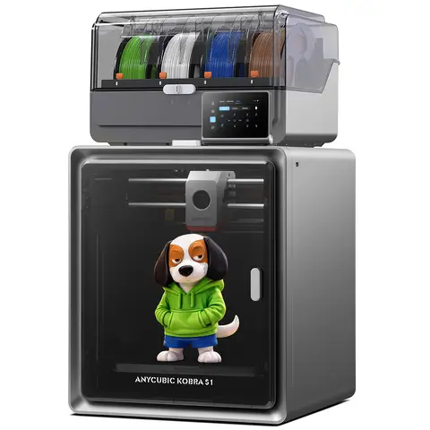 ANYCUBICxJOYBUY Kobra S1 ACE 2 Pro Combo Meerkleurige 3D-printer, 16-kleuren printen, 600 mm/s ultrasnelle snelheid, volledig afgesloten CoreXY, stille 44 dB printen