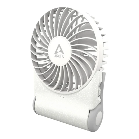 ARCTIC Summair 2 Go Wiederaufladbarer Handventilator mit Ständer, Stufenlos einstellbar, 4-77 Stunden Laufzeit, USB-C-Anschluss (inklusive USB-A-Kabel) - Weiß