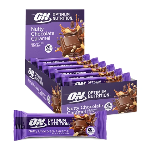 OPTIMUM NUTRITION Barres protéinées saveur noisette chocolat et caramel - 10 x 70 g